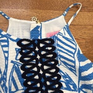 Lilly Pulitzer sailboat summer dress sleeveless size 4 blue white